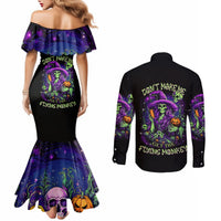 Witch Skull Couples Matching Mermaid Dress and Long Sleeve Button Shirt Don't Make Me Get The Flying Monkey DT01
