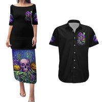 Witch Skull Couples Matching Puletasi Dress and Hawaiian Shirt Don't Make Me Get The Flying Monkey - Wonder Print Shop
