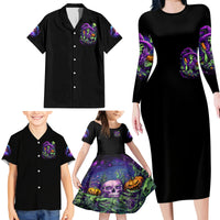 Witch Skull Family Matching Long Sleeve Bodycon Dress and Hawaiian Shirt Don't Make Me Get The Flying Monkey - Wonder Print Shop