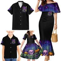 Witch Skull Family Matching Mermaid Dress and Hawaiian Shirt Don't Make Me Get The Flying Monkey - Wonder Print Shop