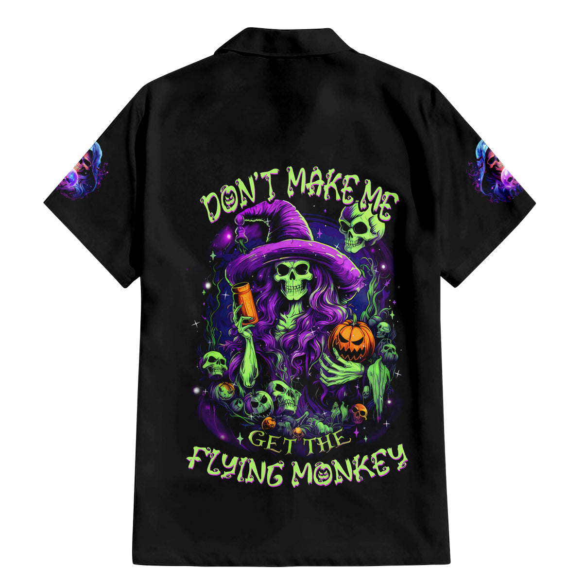 Witch Skull Family Matching Mermaid Dress and Hawaiian Shirt Don't Make Me Get The Flying Monkey - Wonder Print Shop