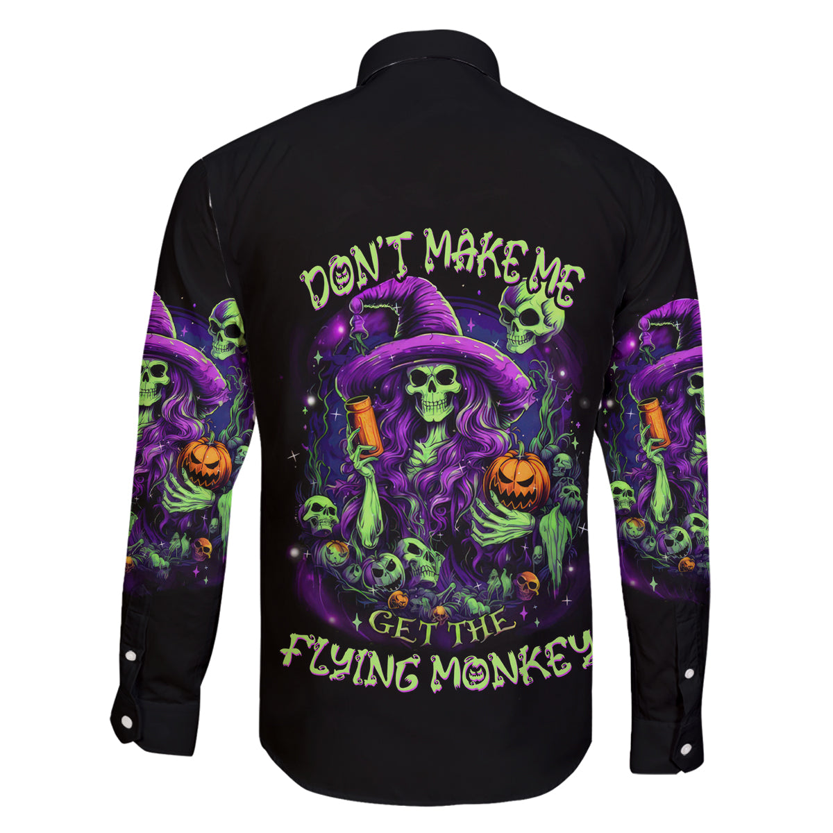 Witch Skull Family Matching Mermaid Dress and Hawaiian Shirt Don't Make Me Get The Flying Monkey - Wonder Print Shop