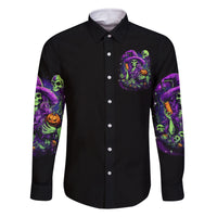 Witch Skull Family Matching Off Shoulder Long Sleeve Dress and Hawaiian Shirt Don't Make Me Get The Flying Monkey - Wonder Print Shop