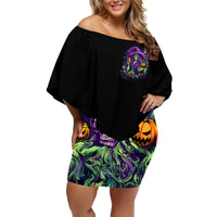 Witch Skull Family Matching Off Shoulder Short Dress and Hawaiian Shirt Don't Make Me Get The Flying Monkey - Wonder Print Shop