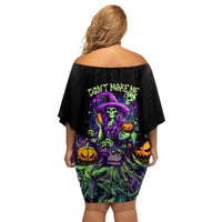 Witch Skull Family Matching Off Shoulder Short Dress and Hawaiian Shirt Don't Make Me Get The Flying Monkey - Wonder Print Shop