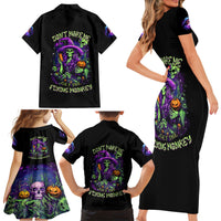 Witch Skull Family Matching Short Sleeve Bodycon Dress and Hawaiian Shirt Don't Make Me Get The Flying Monkey - Wonder Print Shop
