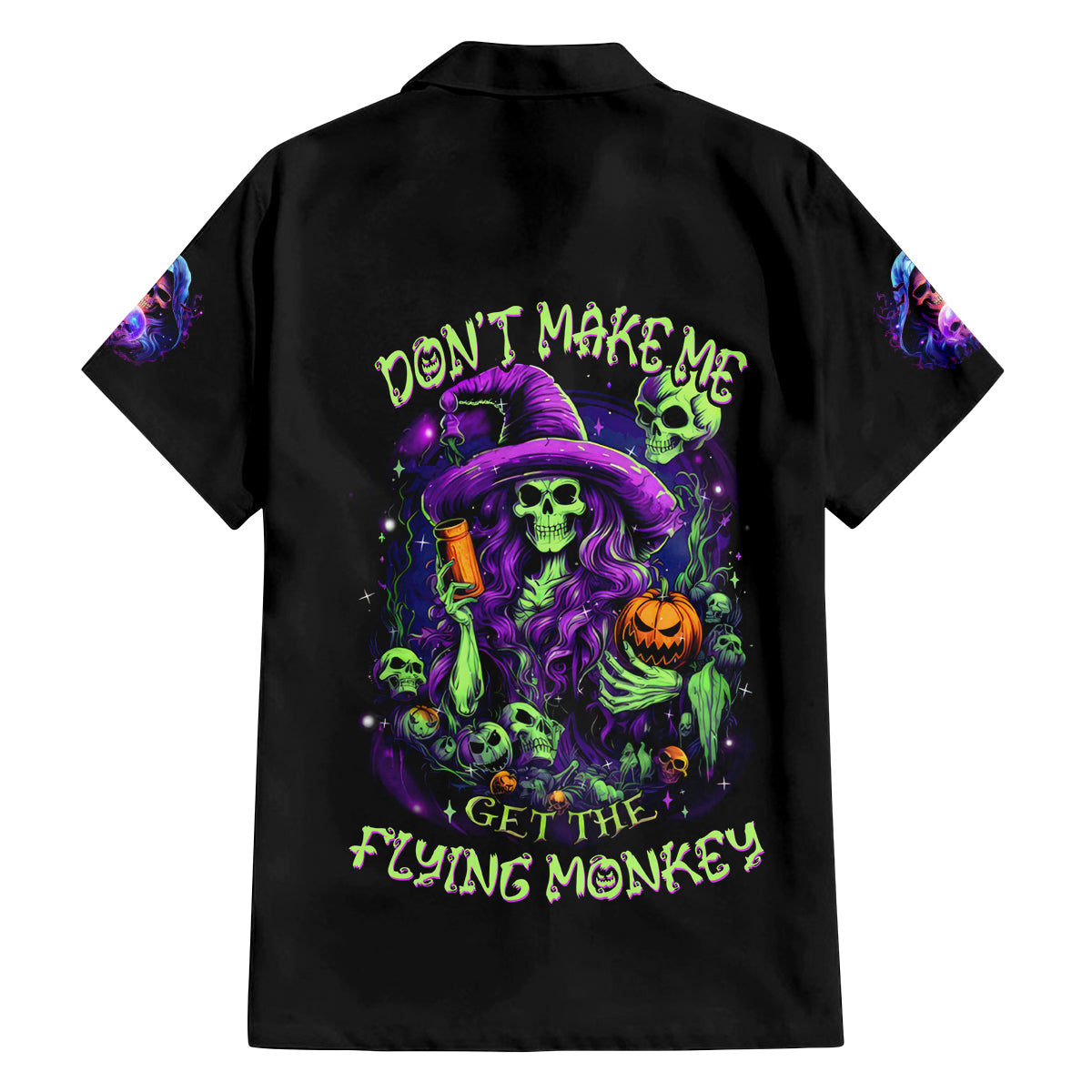 Witch Skull Family Matching Summer Maxi Dress and Hawaiian Shirt Don't Make Me Get The Flying Monkey - Wonder Print Shop