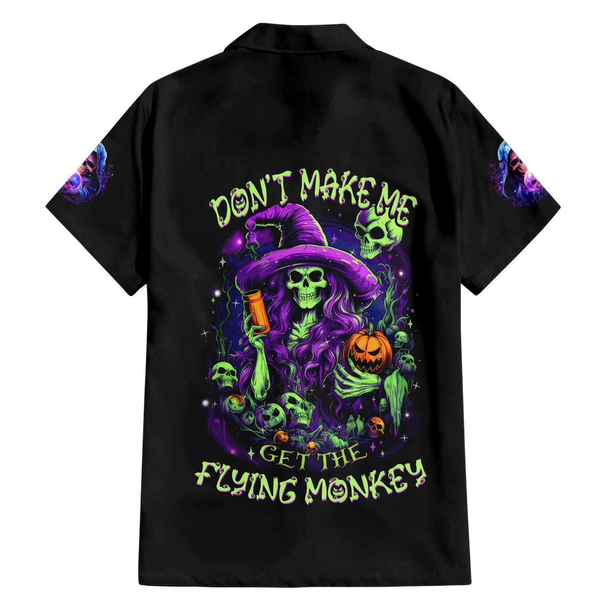 Witch Skull Hawaiian Shirt Don't Make Me Get The Flying Monkey - Wonder Print Shop