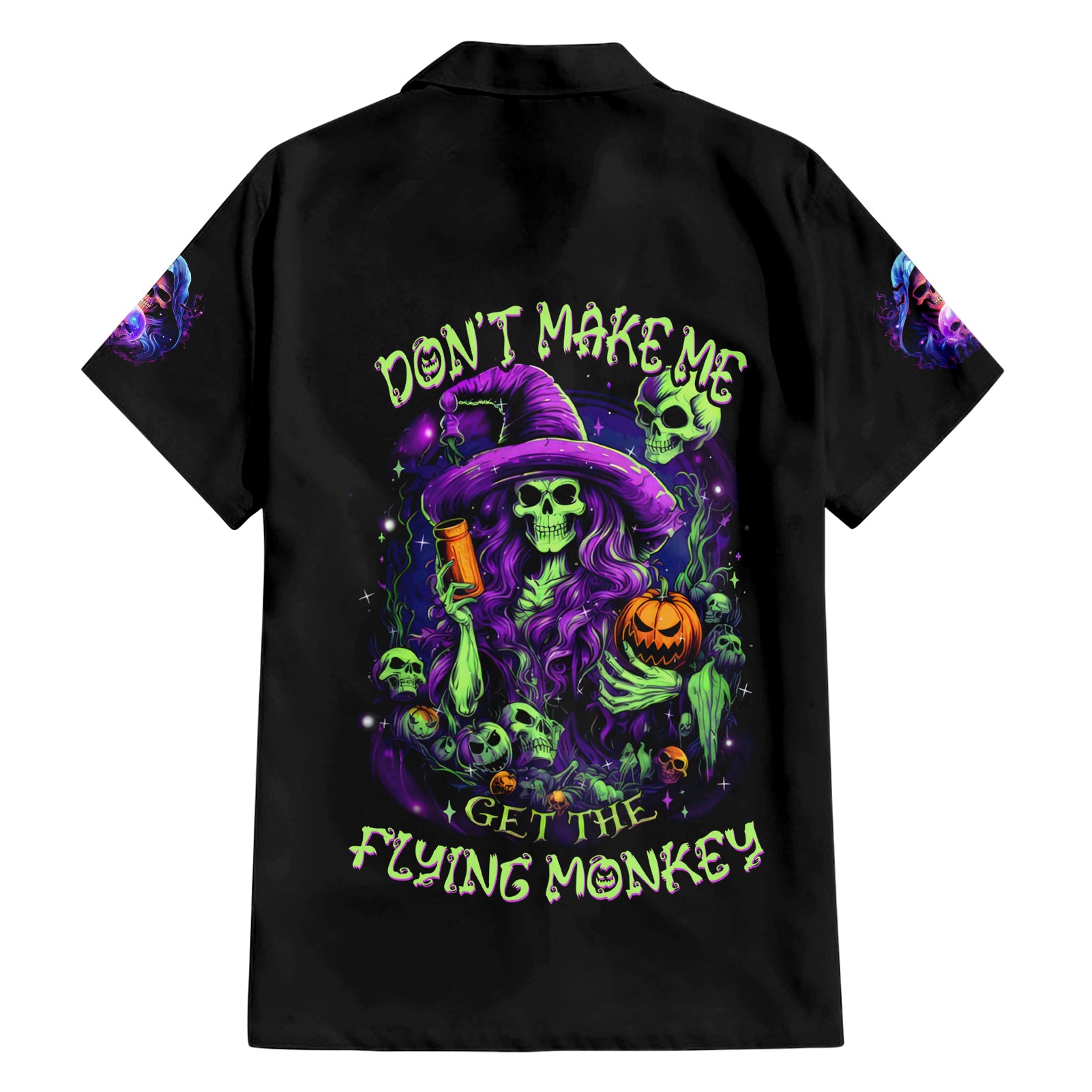 Witch Skull Hawaiian Shirt Don't Make Me Get The Flying Monkey - Wonder Print Shop