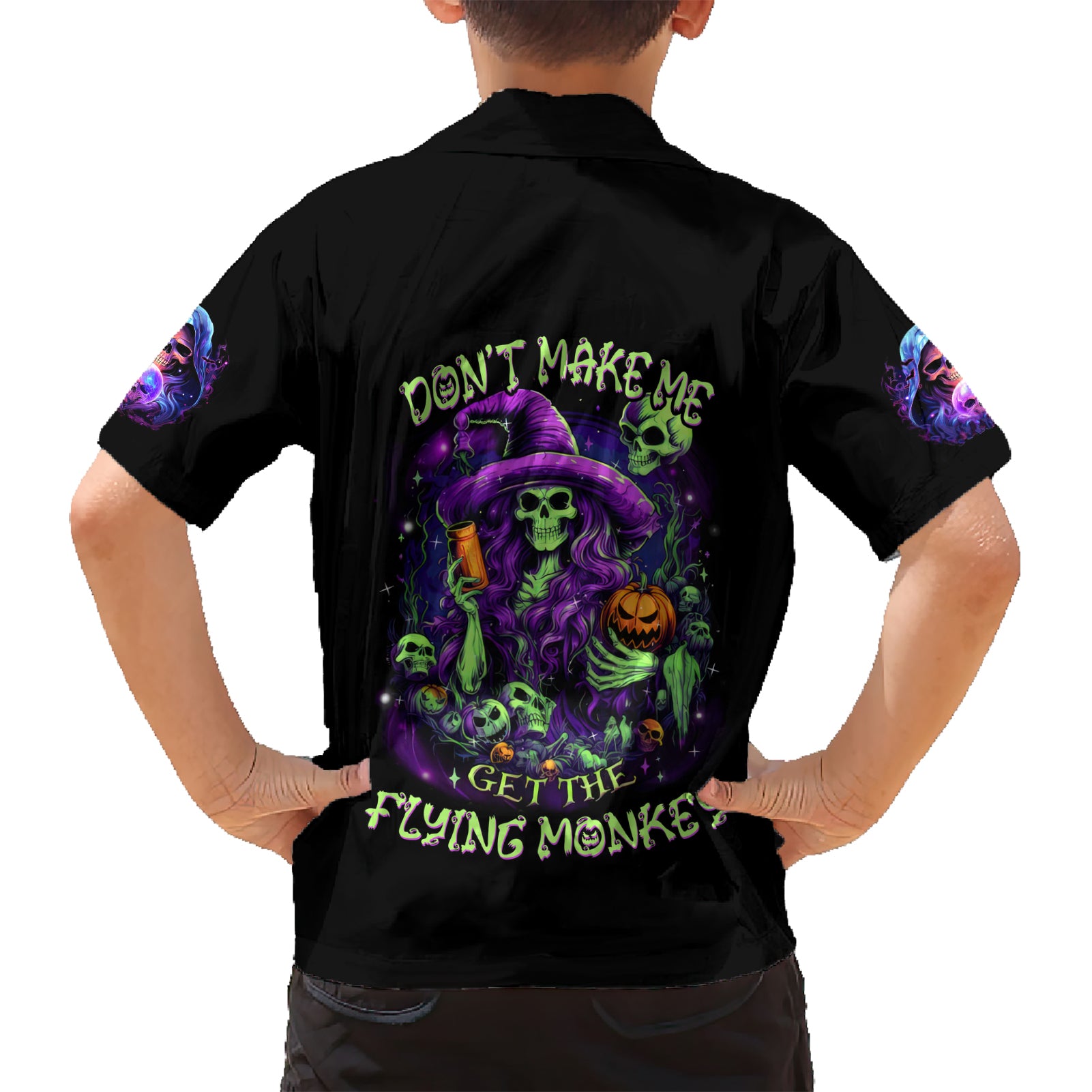 Witch Skull Kid Hawaiian Shirt Don't Make Me Get The Flying Monkey - Wonder Print Shop