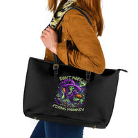 Witch Skull Leather Tote Bag Don't Make Me Get The Flying Monkey - Wonder Print Shop