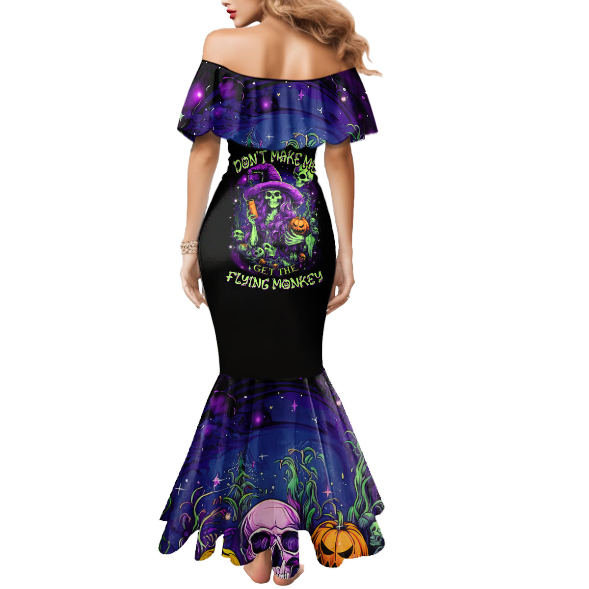 Witch Skull Mermaid Dress Don't Make Me Get The Flying Monkey - Wonder Print Shop