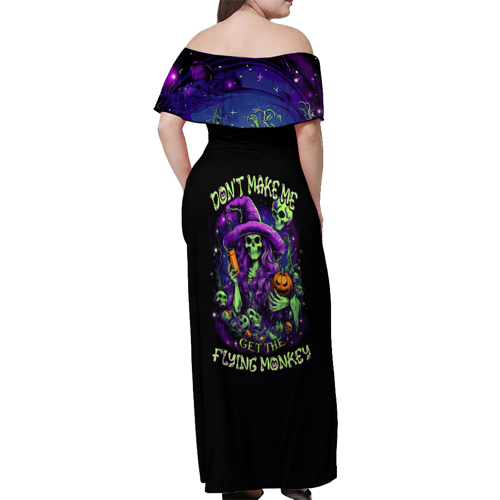 Witch Skull Off Shoulder Maxi Dress Don't Make Me Get The Flying Monkey - Wonder Print Shop