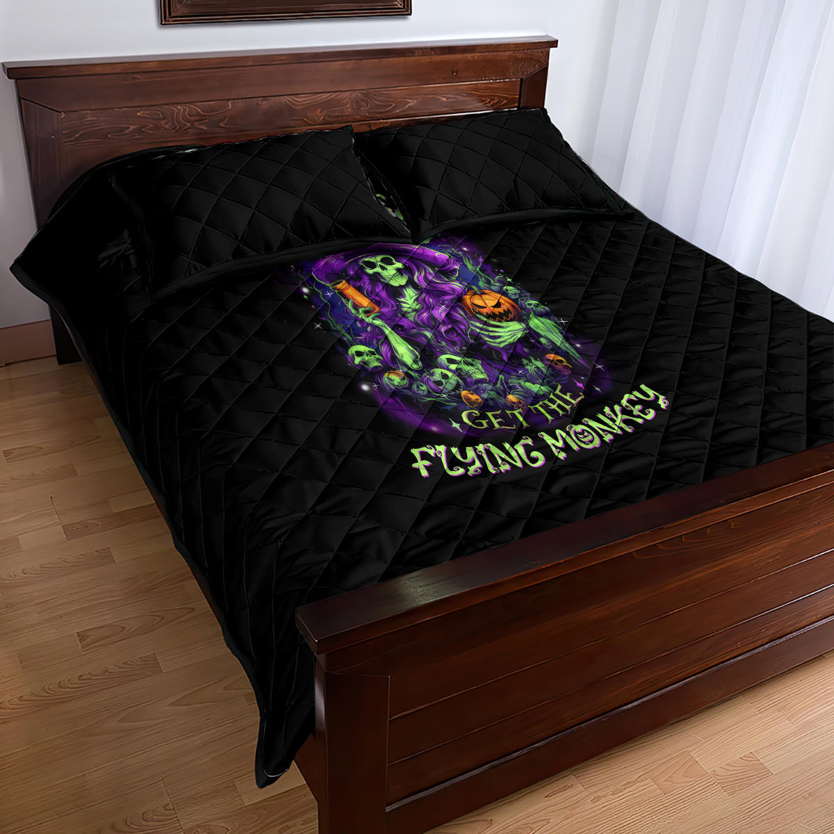 Witch Skull Quilt Bed Set Don't Make Me Get The Flying Monkey - Wonder Print Shop