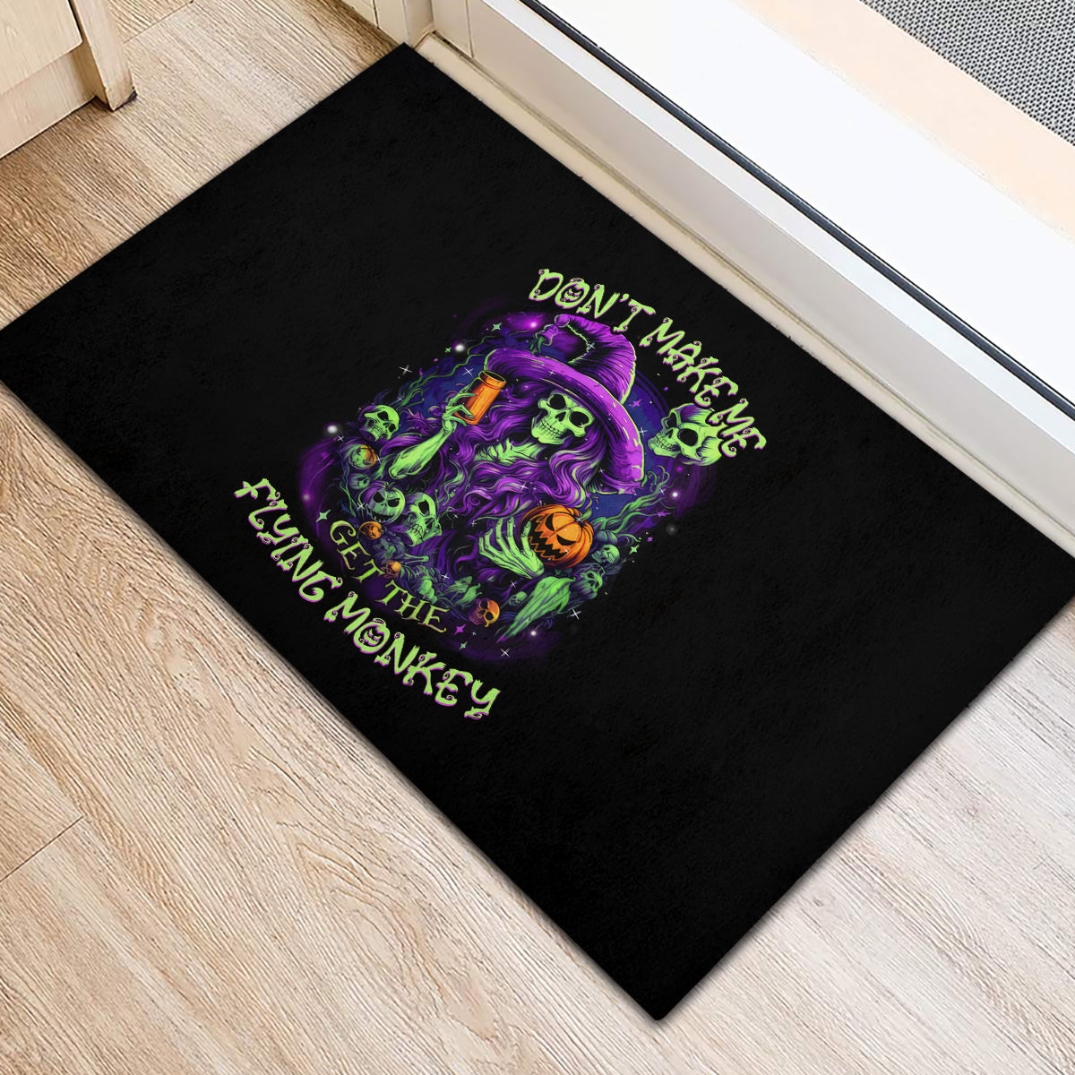 Witch Skull Rubber Doormat Don't Make Me Get The Flying Monkey - Wonder Print Shop