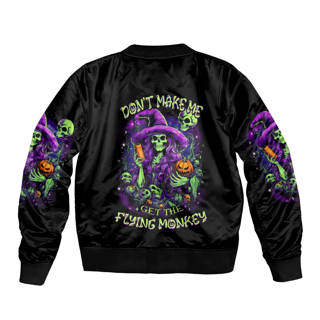 Witch Skull Sleeve Zip Bomber Jacket Don't Make Me Get The Flying Monkey - Wonder Print Shop