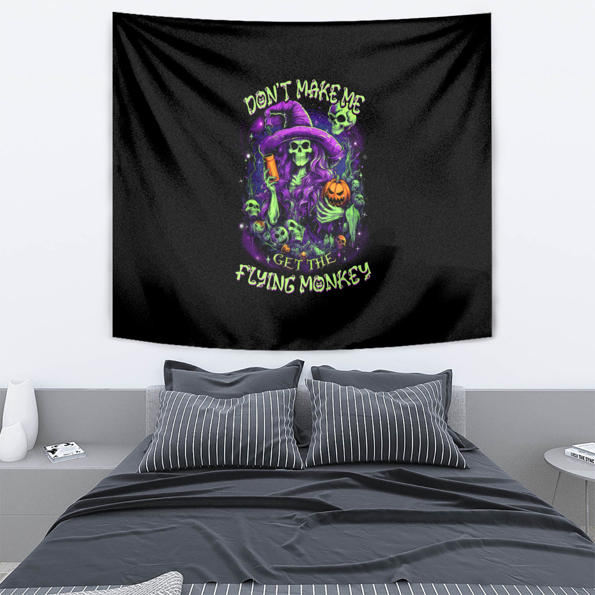 Witch Skull Tapestry Don't Make Me Get The Flying Monkey - Wonder Print Shop