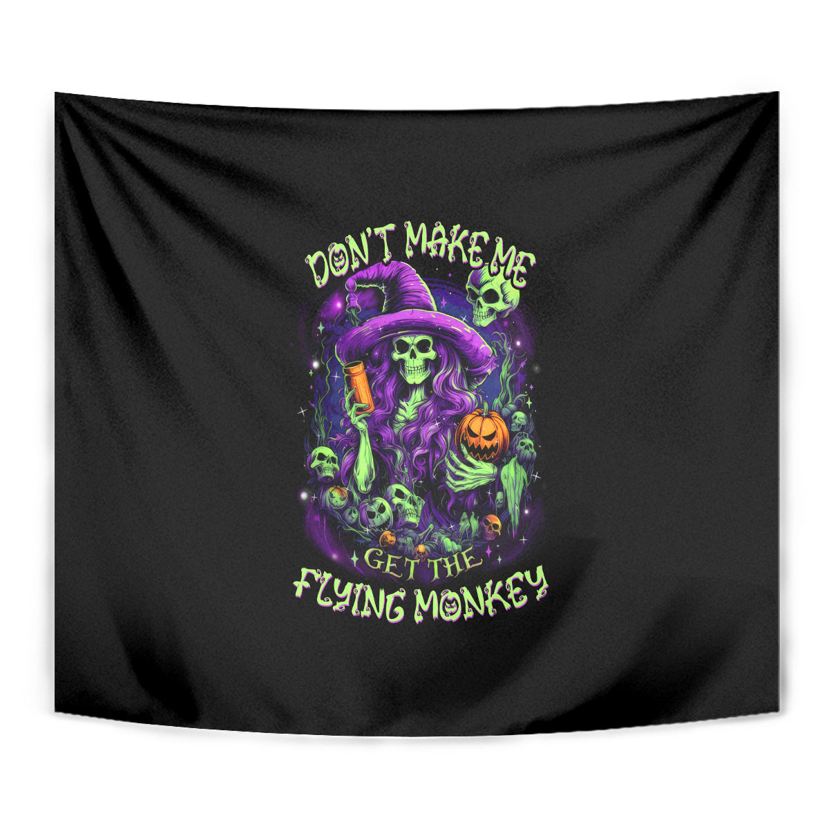Witch Skull Tapestry Don't Make Me Get The Flying Monkey - Wonder Print Shop