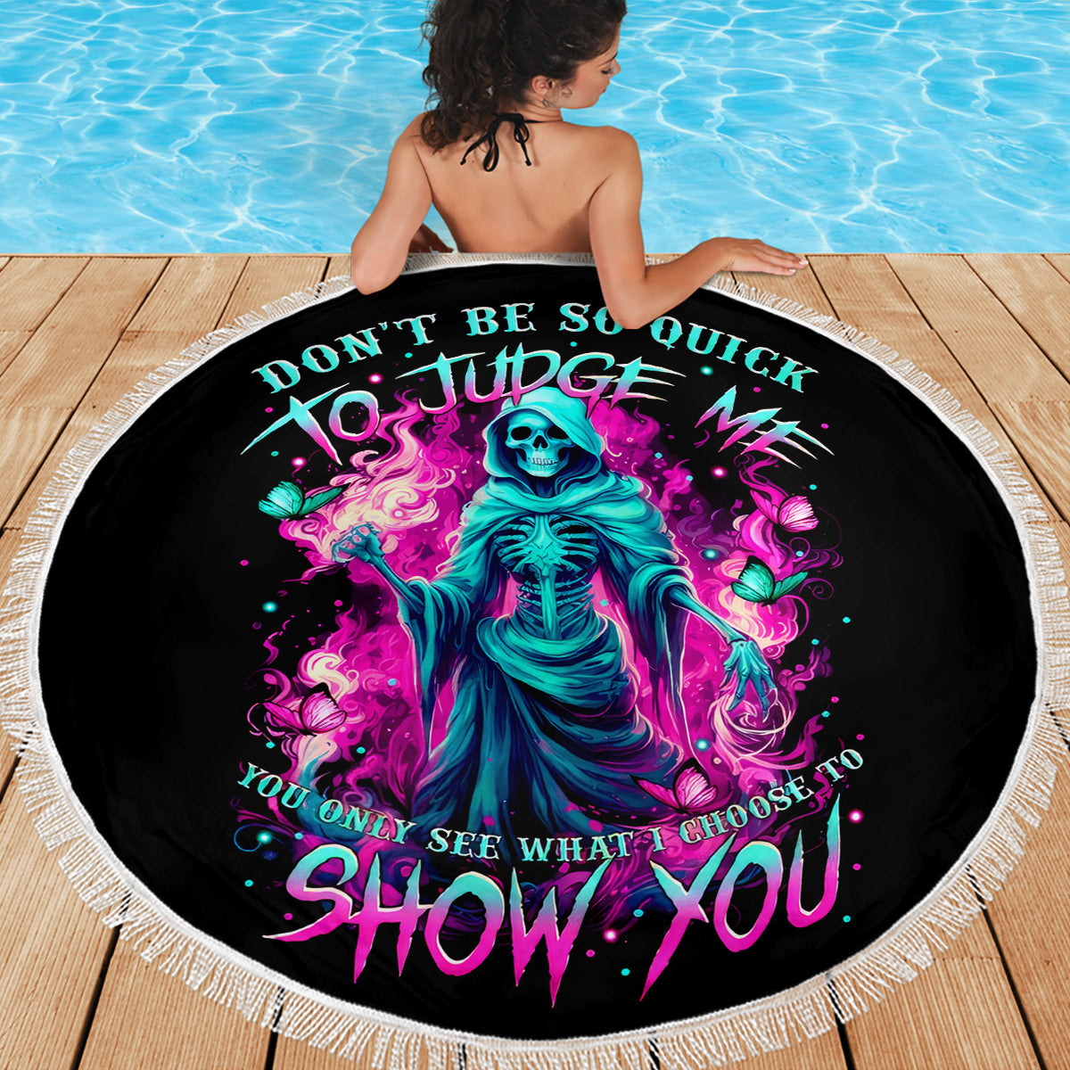 Witch Skull Beach Blanket Don't Be So Quick To Judge Me - Wonder Print Shop