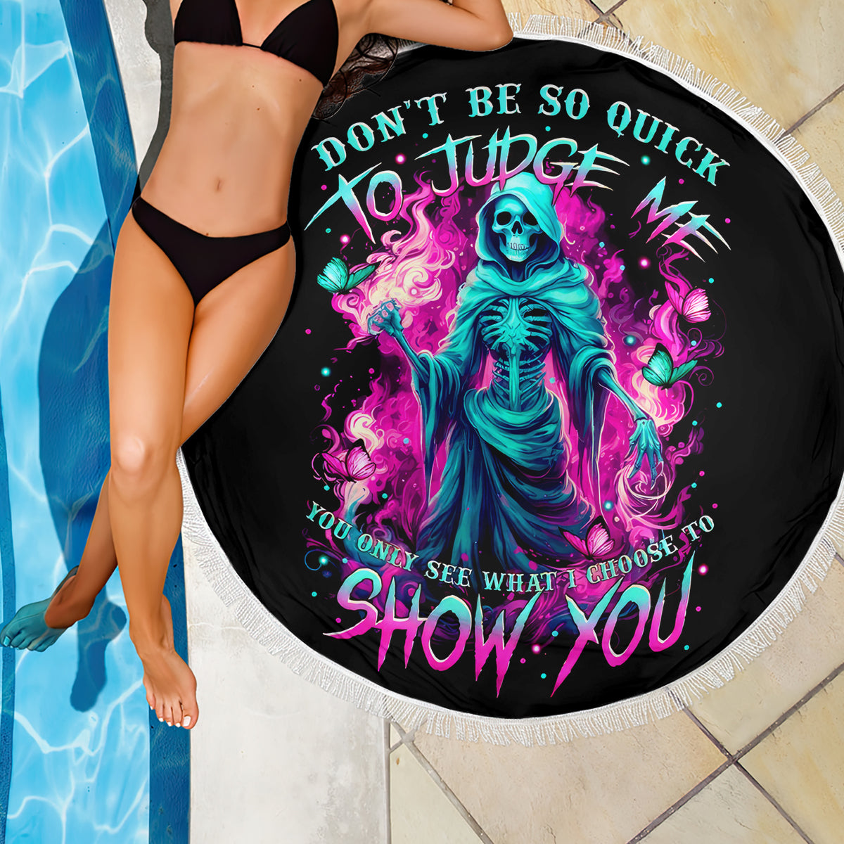 Witch Skull Beach Blanket Don't Be So Quick To Judge Me - Wonder Print Shop
