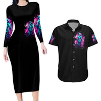 Witch Skull Couples Matching Long Sleeve Bodycon Dress and Hawaiian Shirt Don't Be So Quick To Judge Me - Wonder Print Shop