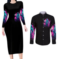 Witch Skull Couples Matching Long Sleeve Bodycon Dress and Long Sleeve Button Shirt Don't Be So Quick To Judge Me - Wonder Print Shop