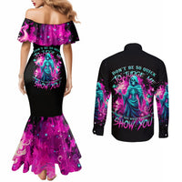 Witch Skull Couples Matching Mermaid Dress and Long Sleeve Button Shirt Don't Be So Quick To Judge Me DT01