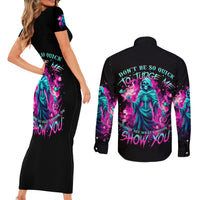 Witch Skull Couples Matching Short Sleeve Bodycon Dress and Long Sleeve Button Shirt Don't Be So Quick To Judge Me - Wonder Print Shop