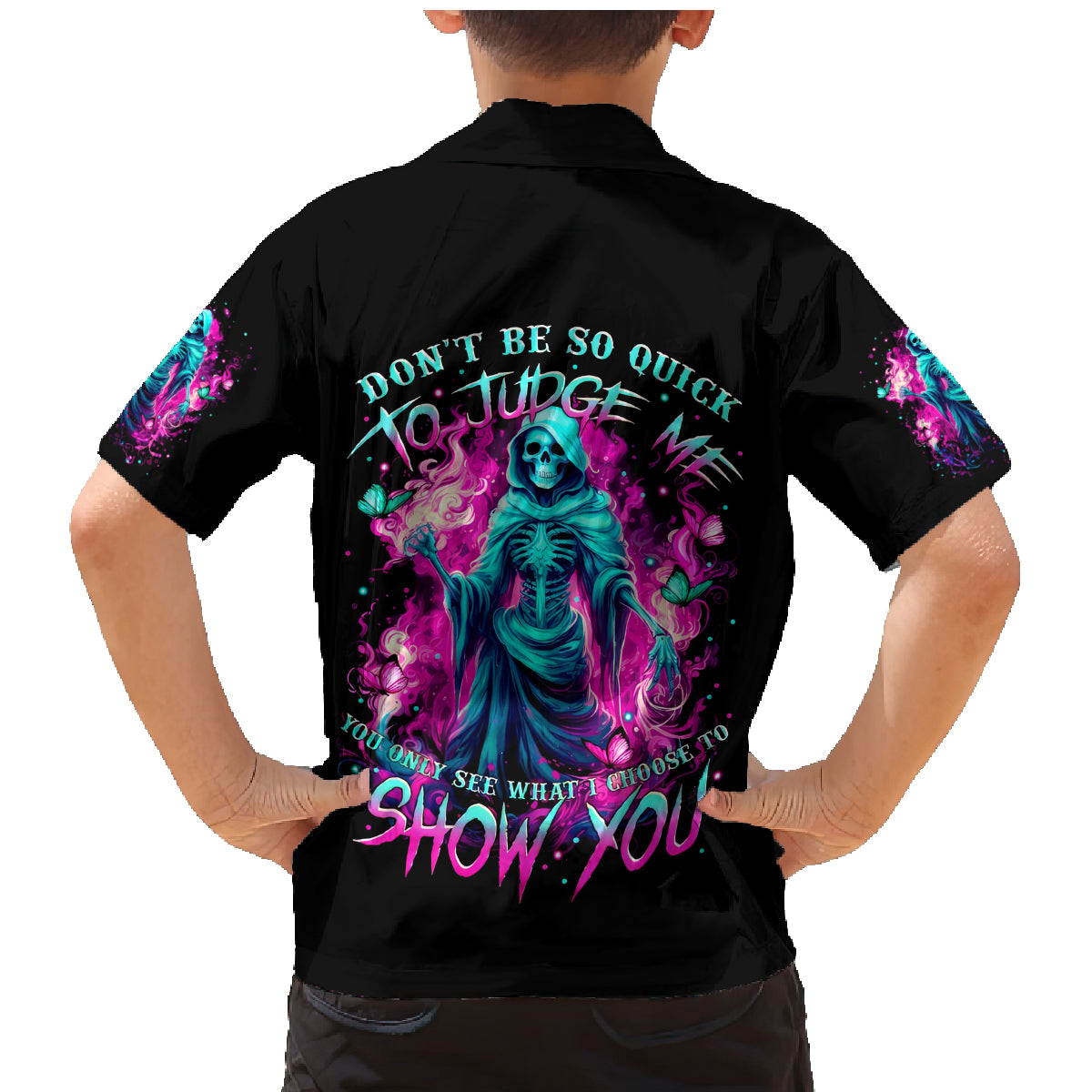 Witch Skull Family Matching Mermaid Dress and Hawaiian Shirt Don't Be So Quick To Judge Me - Wonder Print Shop