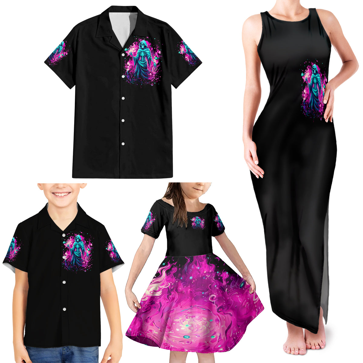 Witch Skull Family Matching Tank Maxi Dress and Hawaiian Shirt Don't Be So Quick To Judge Me - Wonder Print Shop