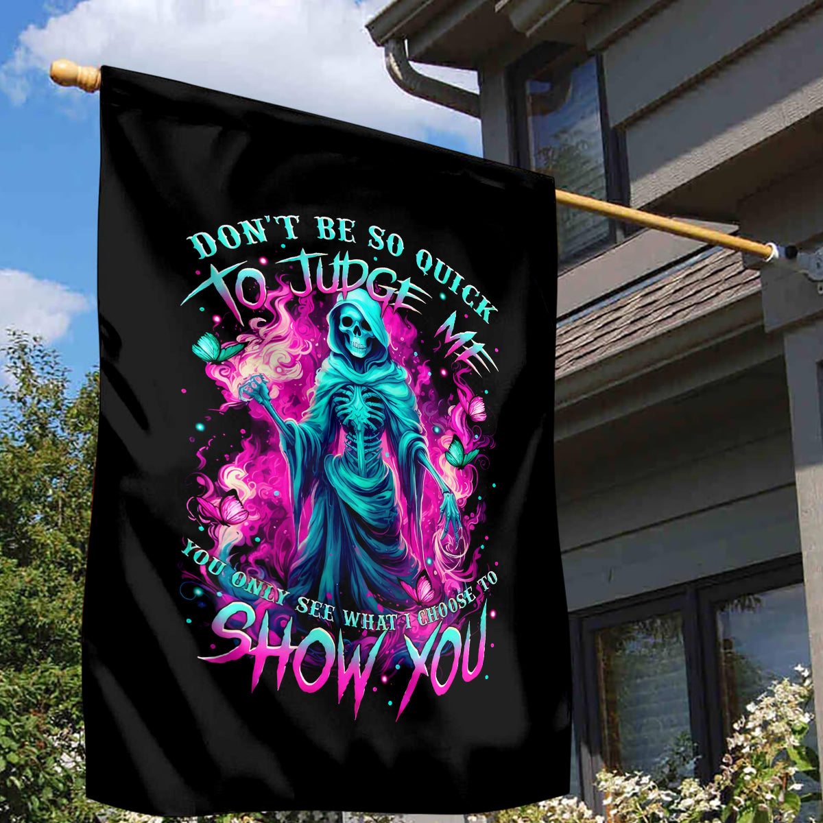 Witch Skull Garden Flag Don't Be So Quick To Judge Me - Wonder Print Shop