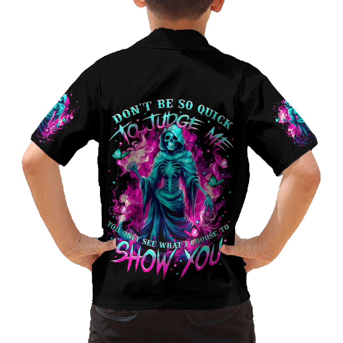 Witch Skull Kid Hawaiian Shirt Don't Be So Quick To Judge Me - Wonder Print Shop