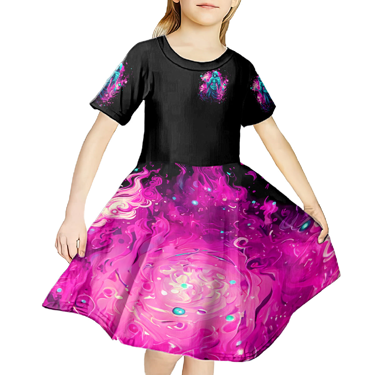 Witch Skull Kid Short Sleeve Dress Don't Be So Quick To Judge Me - Wonder Print Shop