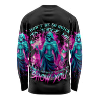 Witch Skull Long Sleeve Shirt Don't Be So Quick To Judge Me - Wonder Print Shop