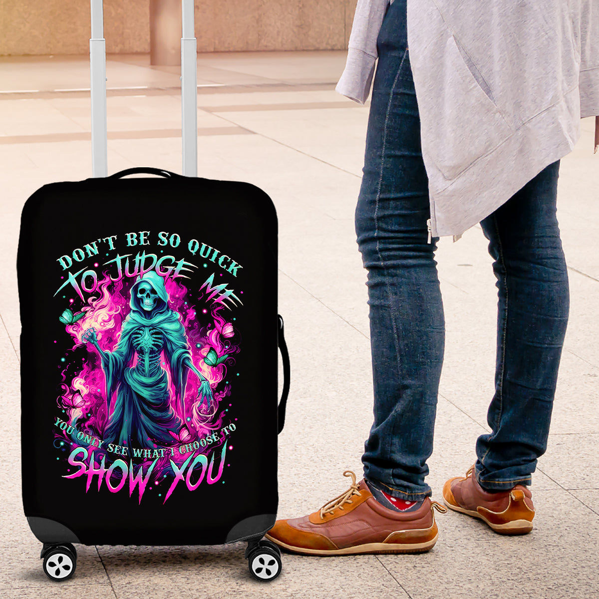 Witch Skull Luggage Cover Don't Be So Quick To Judge Me - Wonder Print Shop