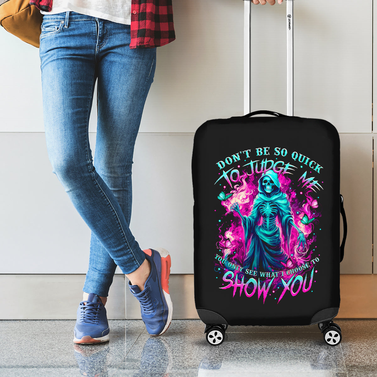 Witch Skull Luggage Cover Don't Be So Quick To Judge Me - Wonder Print Shop