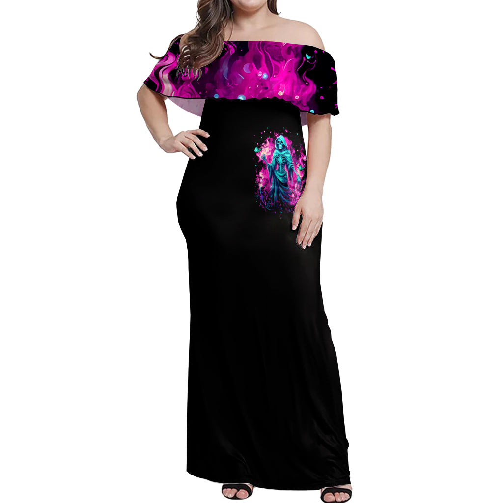 Witch Skull Off Shoulder Maxi Dress Don't Be So Quick To Judge Me - Wonder Print Shop