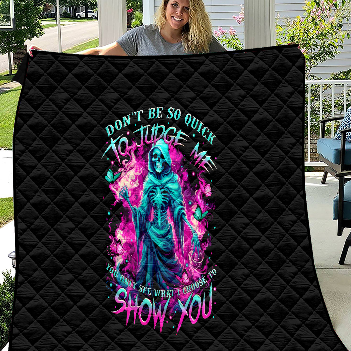 Witch Skull Quilt Don't Be So Quick To Judge Me - Wonder Print Shop