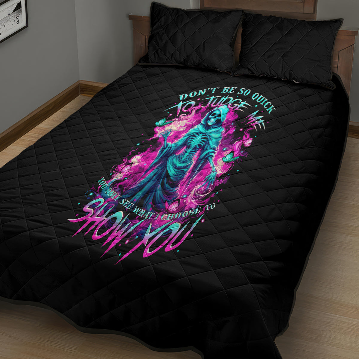 Witch Skull Quilt Bed Set Don't Be So Quick To Judge Me - Wonder Print Shop