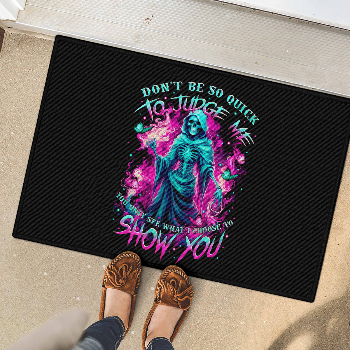 Witch Skull Rubber Doormat Don't Be So Quick To Judge Me - Wonder Print Shop