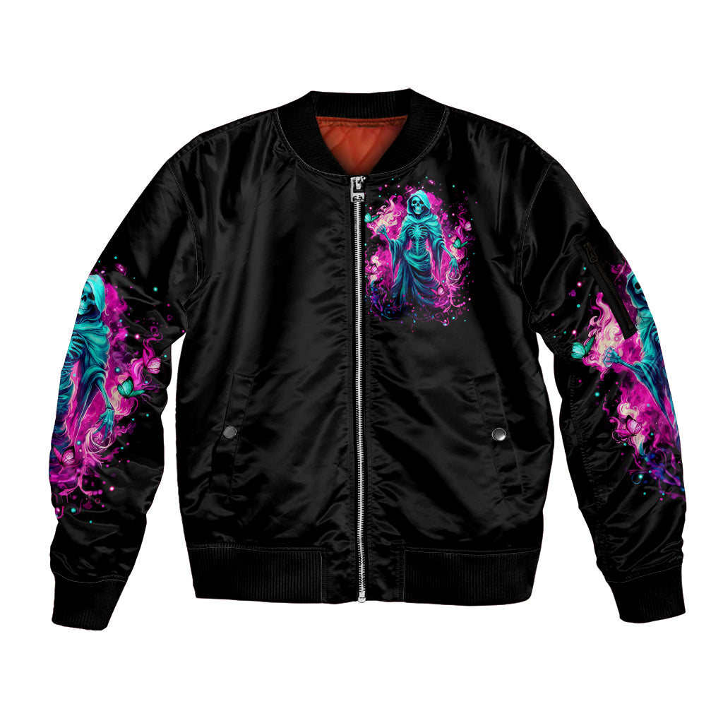 Witch Skull Sleeve Zip Bomber Jacket Don't Be So Quick To Judge Me - Wonder Print Shop