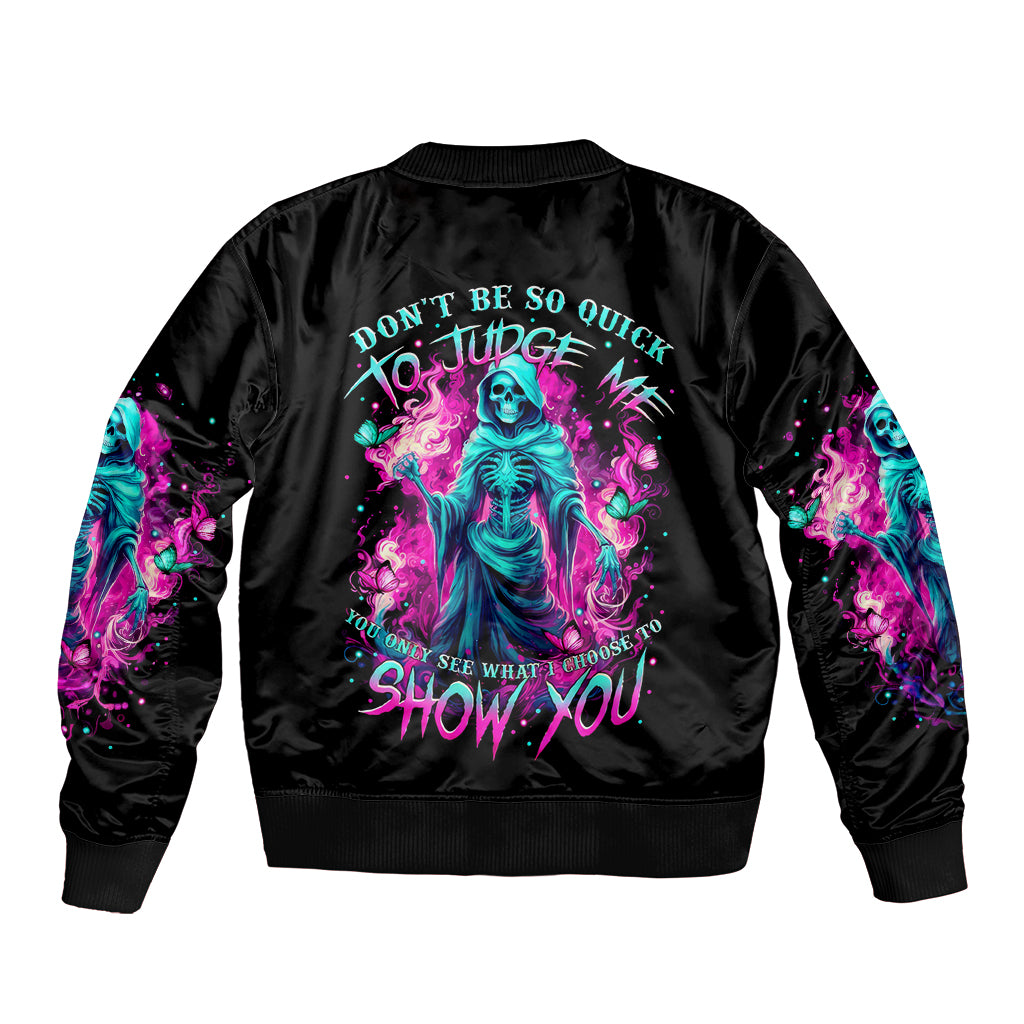Witch Skull Sleeve Zip Bomber Jacket Don't Be So Quick To Judge Me - Wonder Print Shop