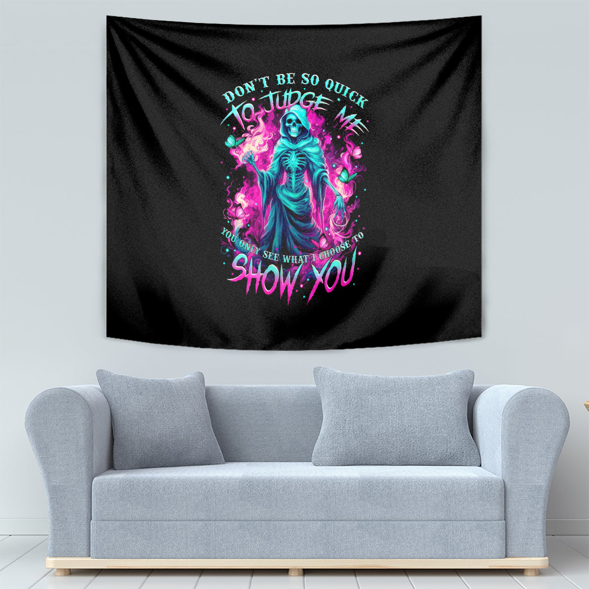 Witch Skull Tapestry Don't Be So Quick To Judge Me - Wonder Print Shop