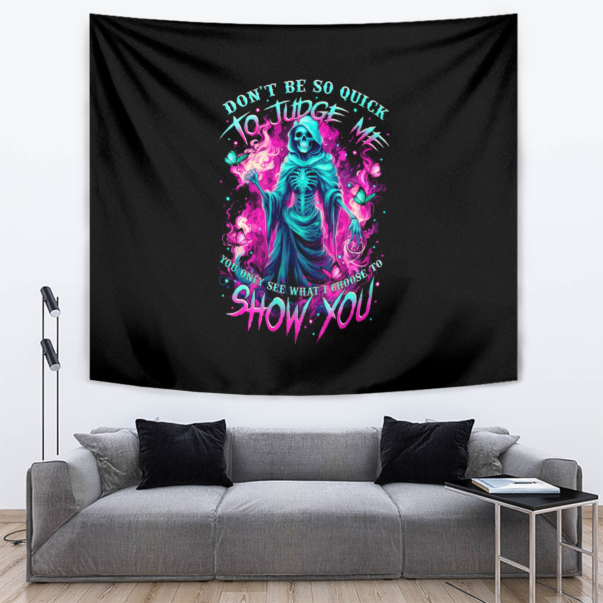Witch Skull Tapestry Don't Be So Quick To Judge Me - Wonder Print Shop