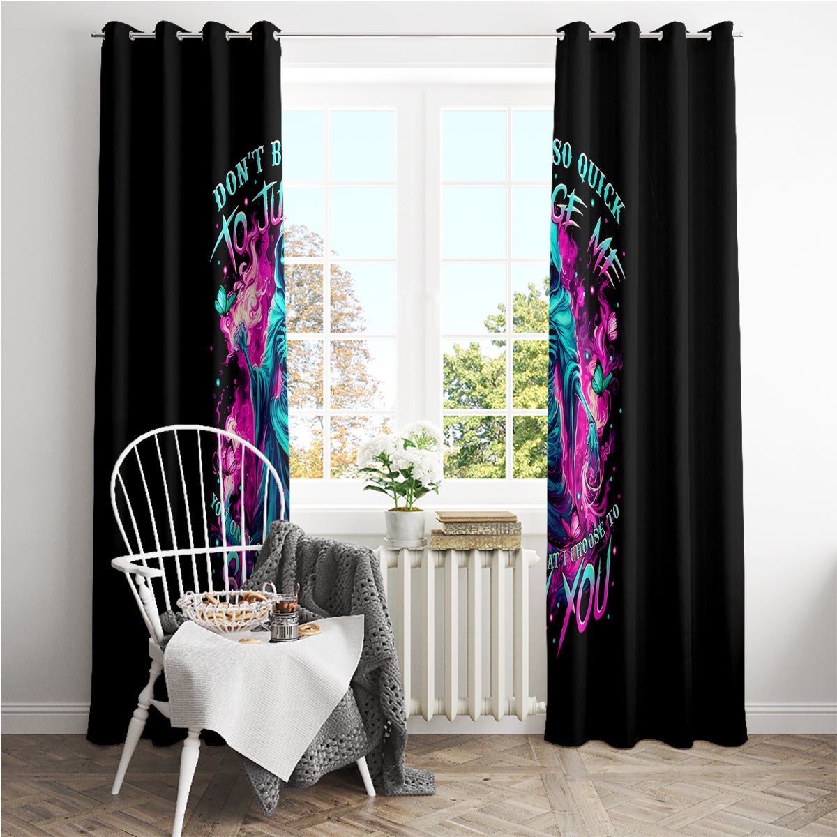Witch Skull Window Curtain Don't Be So Quick To Judge Me - Wonder Print Shop