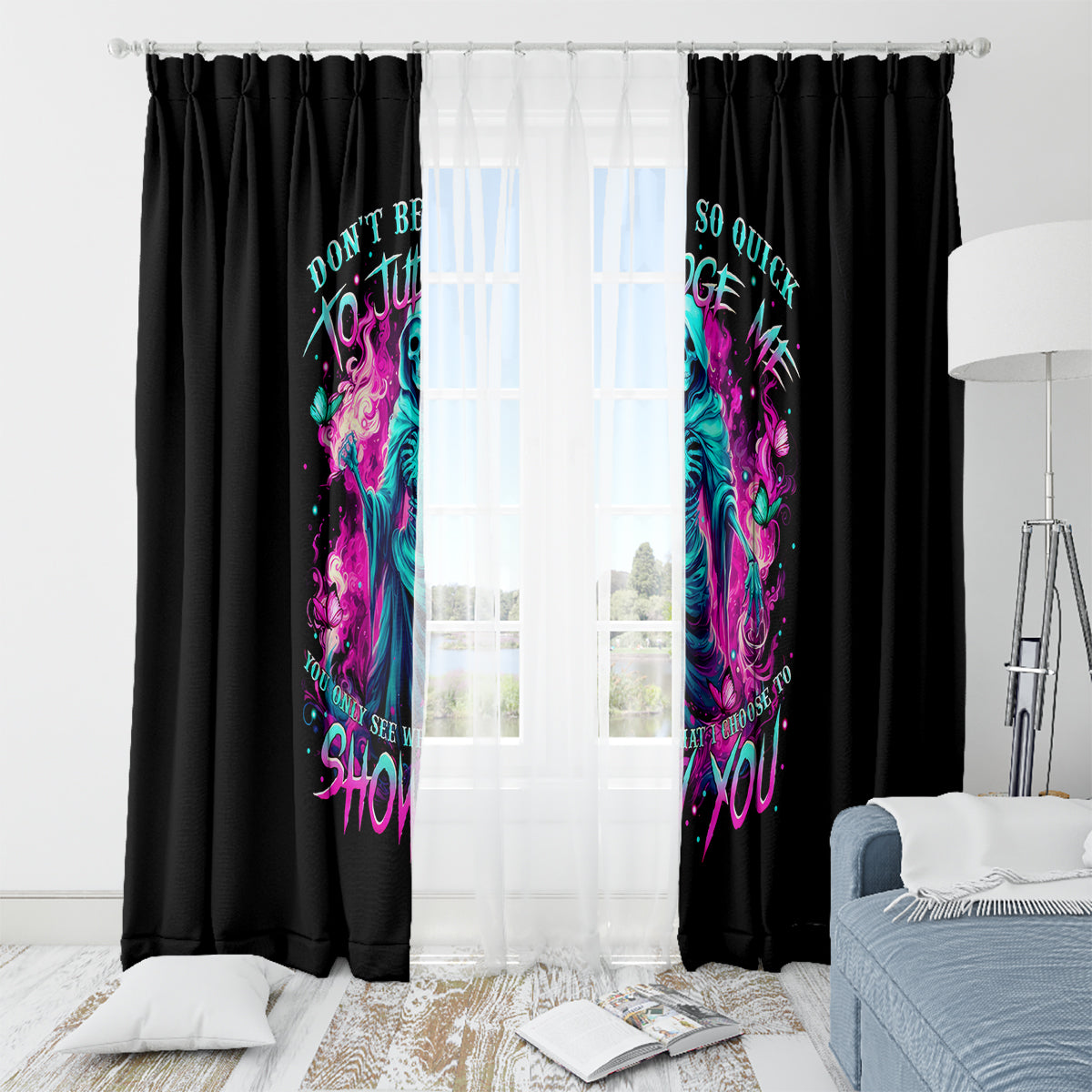 Witch Skull Window Curtain Don't Be So Quick To Judge Me - Wonder Print Shop