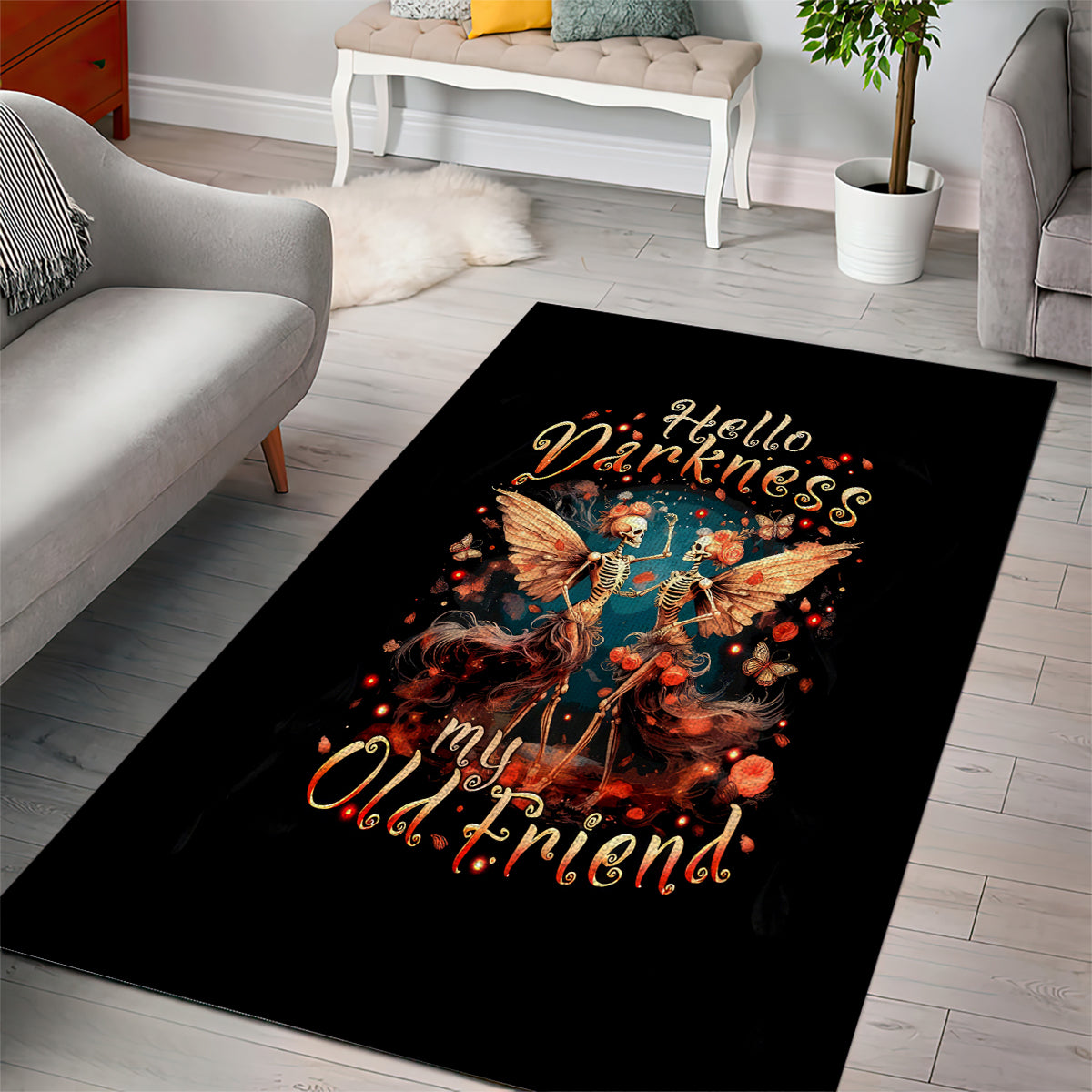 Fairy Skull Area Rug Hello Darkness My Old Friend - Wonder Print Shop