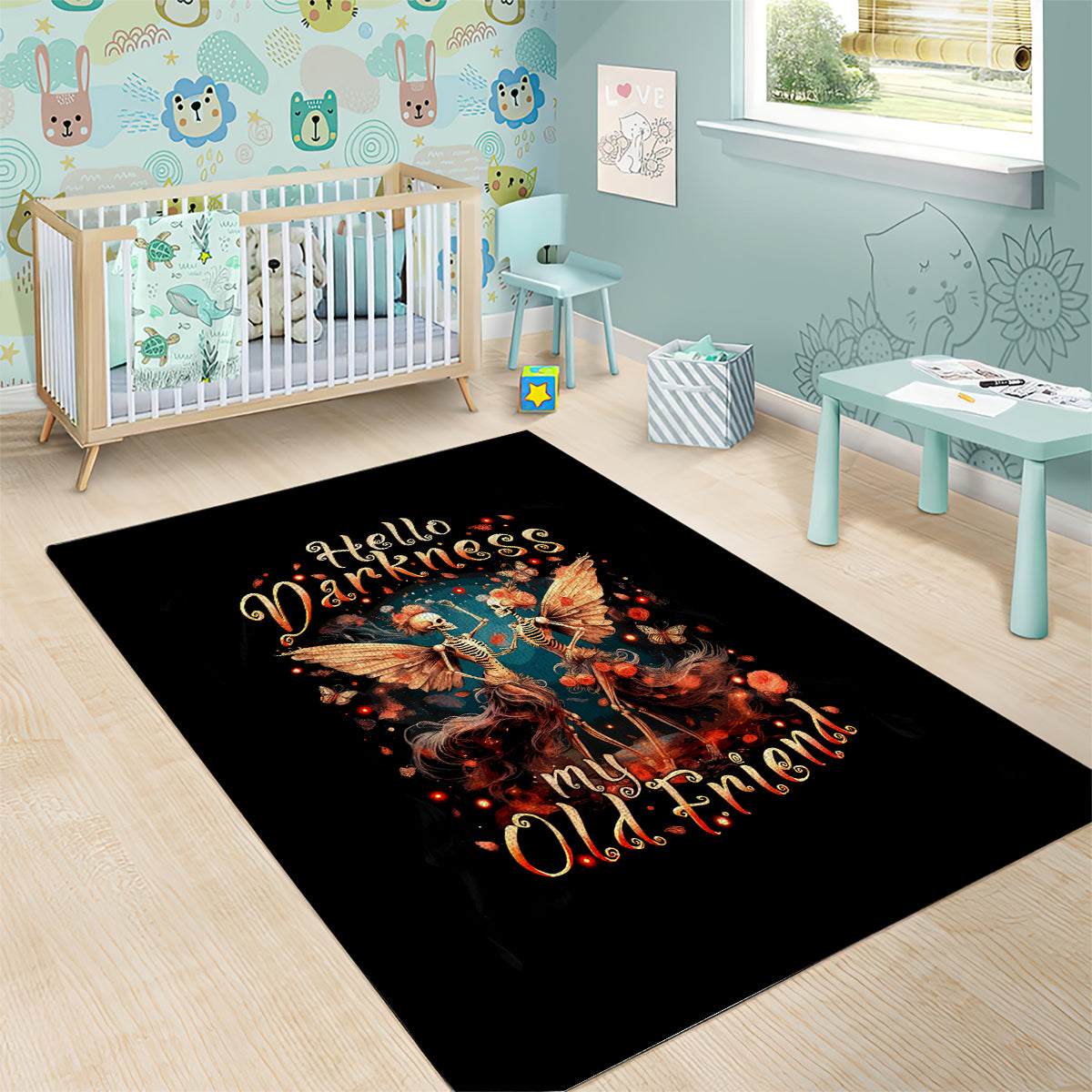 Fairy Skull Area Rug Hello Darkness My Old Friend - Wonder Print Shop
