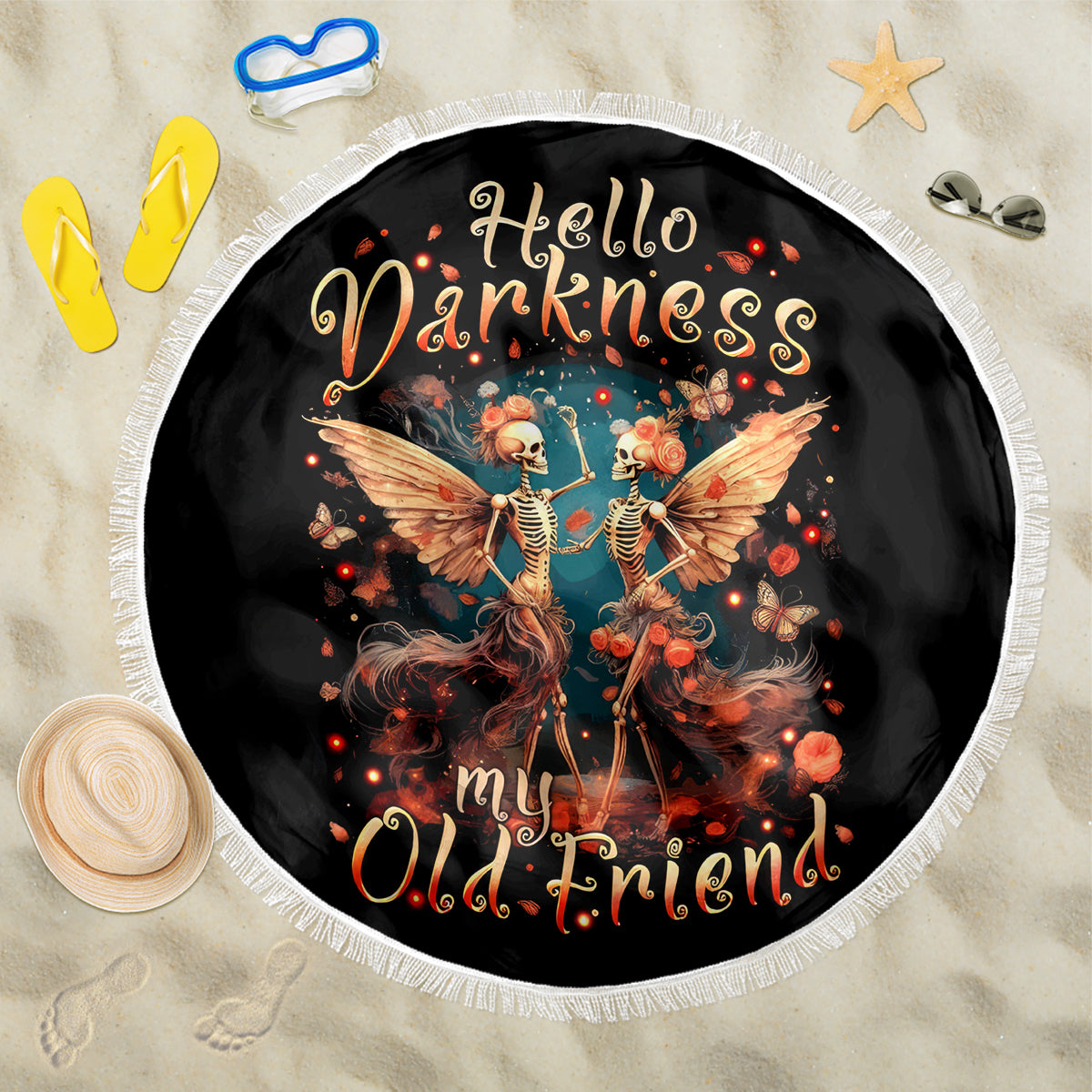 Fairy Skull Beach Blanket Hello Darkness My Old Friend - Wonder Print Shop