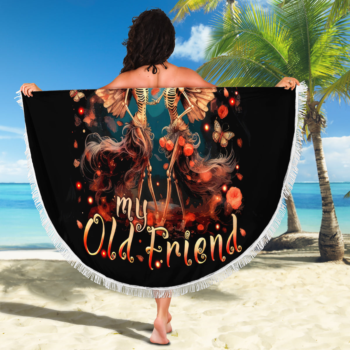 Fairy Skull Beach Blanket Hello Darkness My Old Friend - Wonder Print Shop